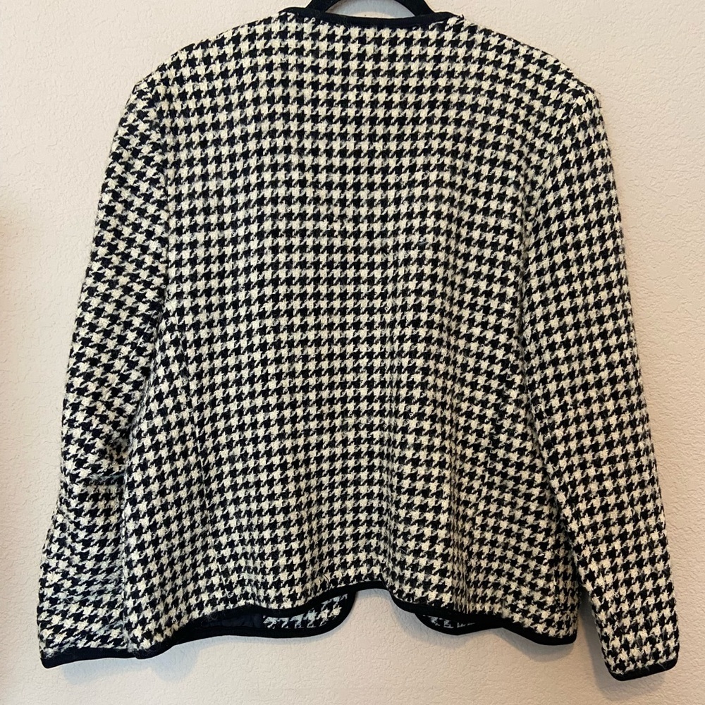 Vtg Alfred Dunner Wool Houndstooth Woman Sz 16 Blazer Jacket Classic Old Money - Picture 3 of 7